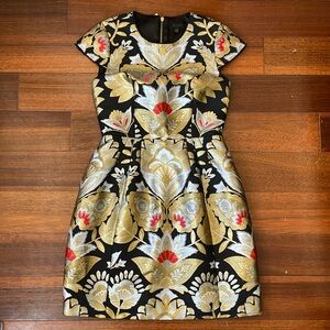 Ted Baker IMOEN Oriental Metallic Tulip Dress Jacquard Embroidered Bold Size 2